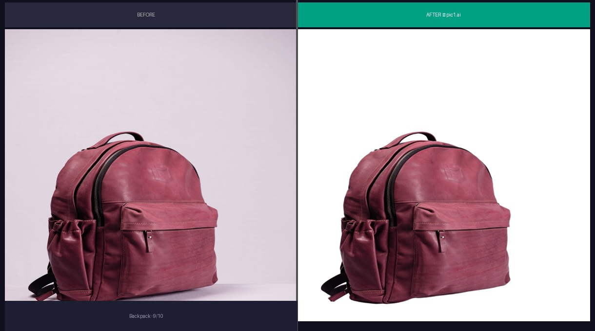 Backpack before and after