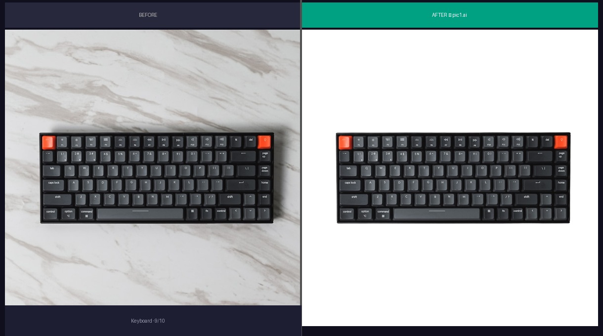 Keyboard before and after