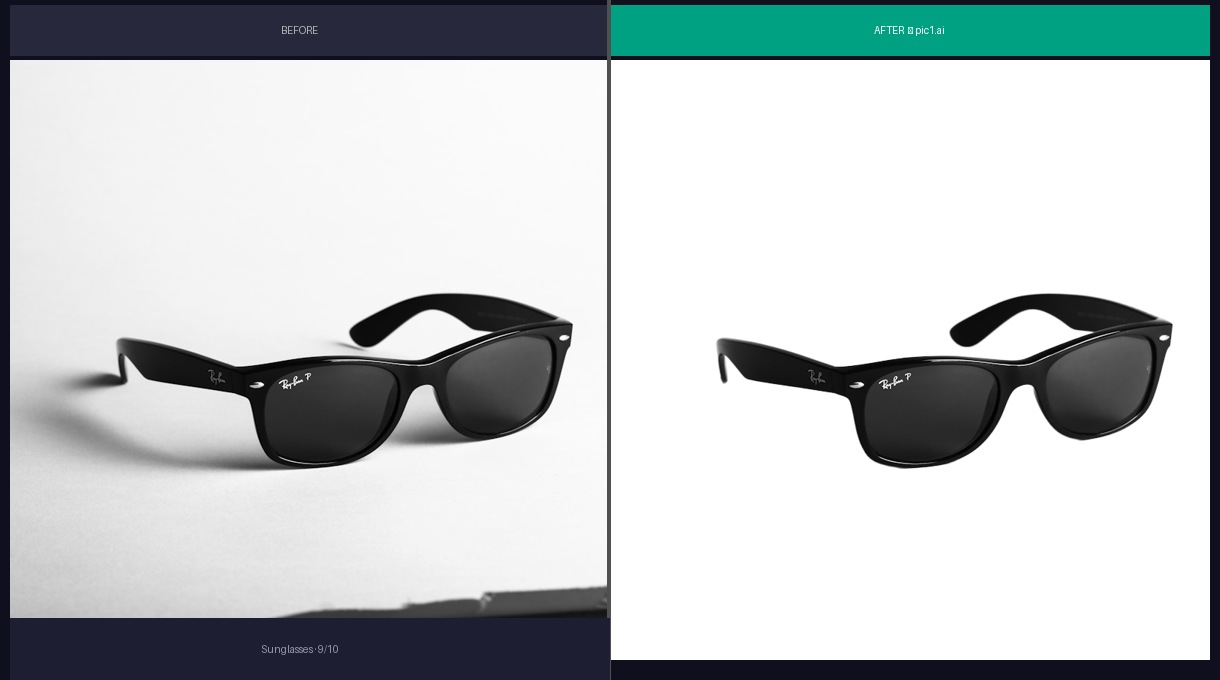 Sunglasses before and after